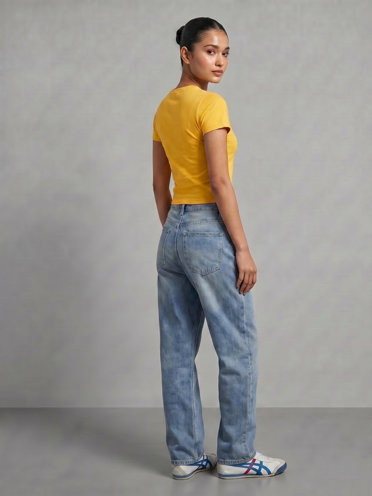 yellow-cotton-lycra-slogan-tee-back-angle-uptownie.png
